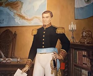 Archivo:Portrait of the general Manuel Jose Arce as the first president of the federal republic. Located at the old presidential palace in San Salvador. El Salvador