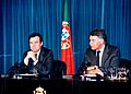 Rueda de prensa de Felipe González y el primer ministro de Portugal. Pool Moncloa. 18 de enero de 1996