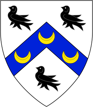 Archivo:Argent chevron azure three martlets sable crescents Or