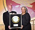 Broadway director Harold Prince receives the Golden Plate award from Nobel laureate Toni Morrison at the American Academy of Achievement’s 46th annual International Achievement Summit in Washington, D.C. on Saturday, June 23, 2007