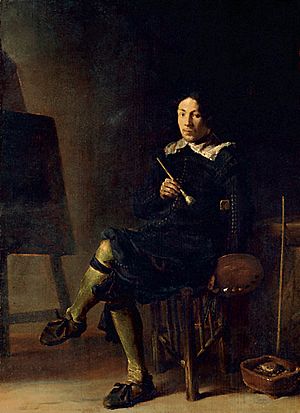 Archivo:Cornelis Santleven - Zelfportret met een schildersezel
