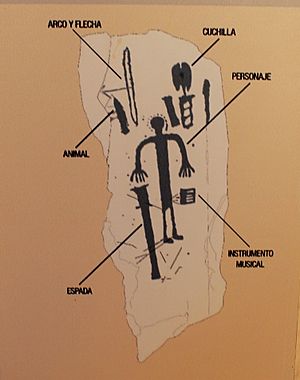 Archivo:MAB-Esquema estela de guerrero. Siglo VII-VI a.C Las Yuntas, Capilla, Badajoz