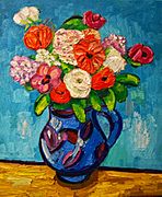 Mag. art. Matthias Laurenz Gräff. Kleines Blumenstück in blauer Vase