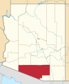 Mapa de Arizona con la ubicación del condado de Pima