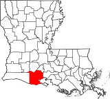 Map of Louisiana highlighting Vermilion Parish.svg