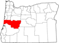 Map of Oregon highlighting Lane County