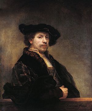 Archivo:Self-portrait at 34 by Rembrandt (rectangular detail)