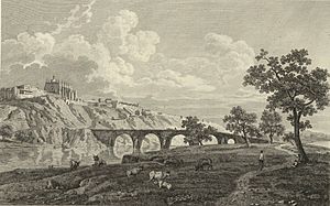 Archivo:1806-1820, Voyage pittoresque et historique de l'Espagne, tomo I, Vista de la ciudad de Coria (cropped)
