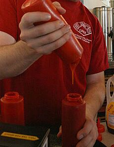 Archivo:2008-11-12 Russell pouring ketchup at Elmo's Diner