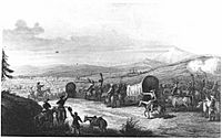 Archivo:Arrival of the caravan at Santa Fe, c. 1844