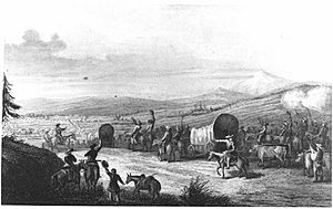 Archivo:Arrival of the caravan at Santa Fe, c. 1844