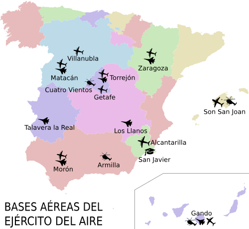Archivo:Bases aéreas del Ejército del Aire de España