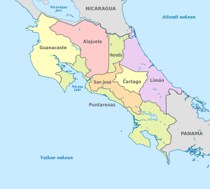 Costa Rica, administrative divisions - et - colored.svg