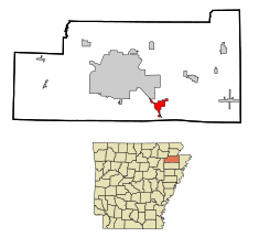 Craighead County Arkansas Incorporated and Unincorporated areas Bay Highlighted.svg
