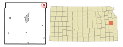Franklin County Kansas Incorporated and Unincorporated areas Wellsville Highlighted.svg