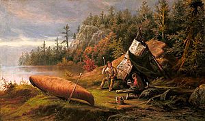 Archivo:Frederick A. Verner - Ojibwa Camp, Northern Shore of Lake Huron (1873)