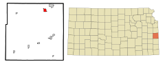 Linn County Kansas Incorporated and Unincorporated areas La Cygne Highlighted.svg