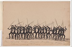 Archivo:Tommy McRAE - Kwatkwat people - New South Wales Blacks practising fighting before going to war-Sketchbook of Aboriginal activities - Google Art Project