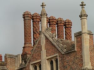 Archivo:Chimney and roof detail front of Hampton Court Palace