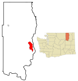 Ferry County Washington Incorporated and Unincorporated areas Inchelium Highlighted.svg