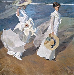 Archivo:Joaquín Sorolla y Bastida - Strolling along the Seashore - Google Art Project