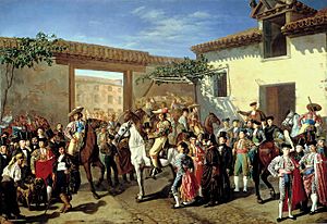 Archivo:Patio de la cuadra de caballos de la plaza de toros, antes de una corrida