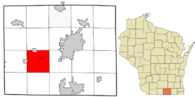 Rock County Wisconsin incorporated and unincorporated areas Plymouth highlighted.svg