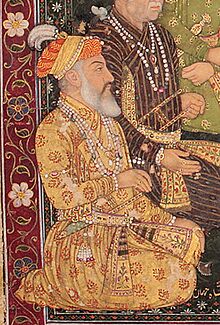 Shah Jahan, in The Rulers of the Mughal Dynasty from Babur to Awrangzeb, with their Ancestor Timur MSS 874, India, circa 1707–12. Khalili Collection.jpg