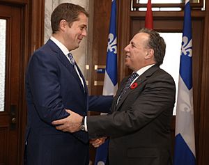 Archivo:Andrew Scheer with Francois Legault - 2018 (44823561715)