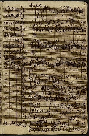 Partitura autógrafa del Benedictus, aria para tenor yflauta  obbligato.