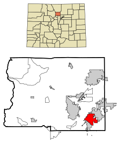 Boulder County Colorado Incorporated and Unincorporated areas Louisville Highlighted.svg