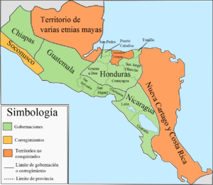 Archivo:Gobernaciónes centroamericanas formaron Real Audiencia Guatemala 1542