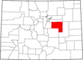 Map of Colorado highlighting Elbert County