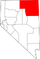 Mapa de Nevada con la ubicación del condado de Elko
