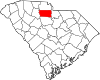 Mapa de Carolina del Sur con la ubicación del condado de Chester