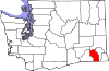 Mapa de Washington con la ubicación del condado de Columbia