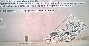 Parque de las comunidades de España (Parla) cartel de las zonas del recinto del lago