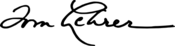 Signature of Tom Lehrer, 1982 (signature).svg