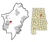 St. Clair County Alabama Incorporated and Unincorporated areas Odenville Highlighted.svg