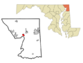 Cecil County Maryland Incorporated and Unincorporated areas Charlestown Highlighted