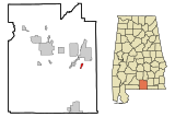 Covington County Alabama Incorporated and Unincorporated areas Onycha Highlighted.svg