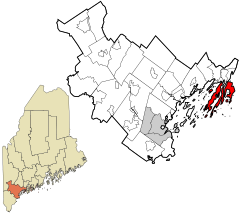 Cumberland County Maine incorporated and unincorporated areas Harpswell highlighted.svg