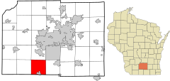 Dane County Wisconsin incorporated and unincorporated areas Montrose highlighted.svg
