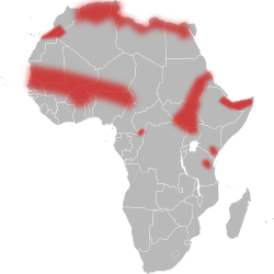      Distribución de la cobra egipcia