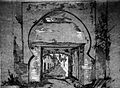 Gumersindo Díaz, Dibujo del exterior del Postigo de la Torre del Agua del Real Alcázar de Sevilla. Sevilla, Entre calle Judería y Huerta del Retiro del R. Alcázar de Sevilla