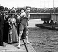 Harry Houdini jumps from Harvard Bridge, Boston, Massachusetts, 1908 - John H. Thurston, stereopticons LCCN2015650990 - restoration
