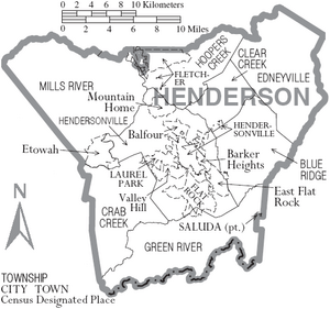 Archivo:Map of Henderson County North Carolina With Municipal and Township Labels