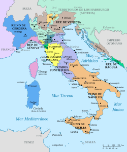 Mapa polityczna Italii 1736-es
