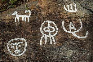 Archivo:Petroglifos en la Zona alta de la montaña de Cumaca