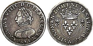 Archivo:Piéfort de poids quadruple du demi-teston figurant Charles IX, 1573, Paris
